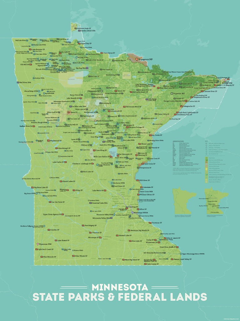 Minnesota State Parks & Federal Lands Map 18x24 Poster - Best Maps Ever