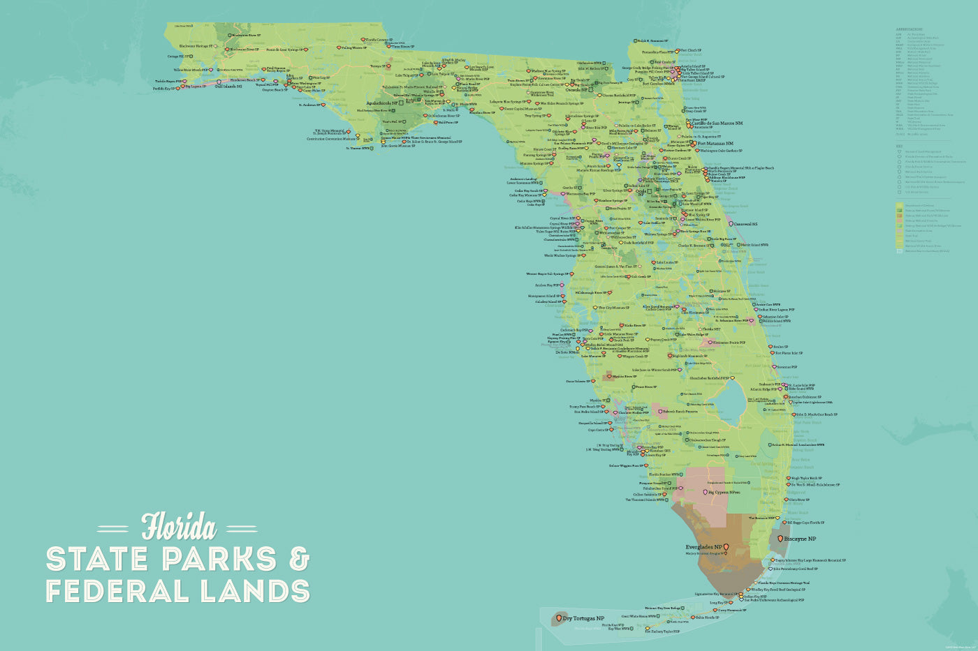 0871 Florida State Parks Federal Lands Map Poster Green Aqua 01 ?v=1526585511