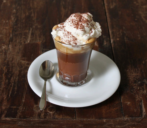 chocolate espresso whipped cream, cocoa, bicerin