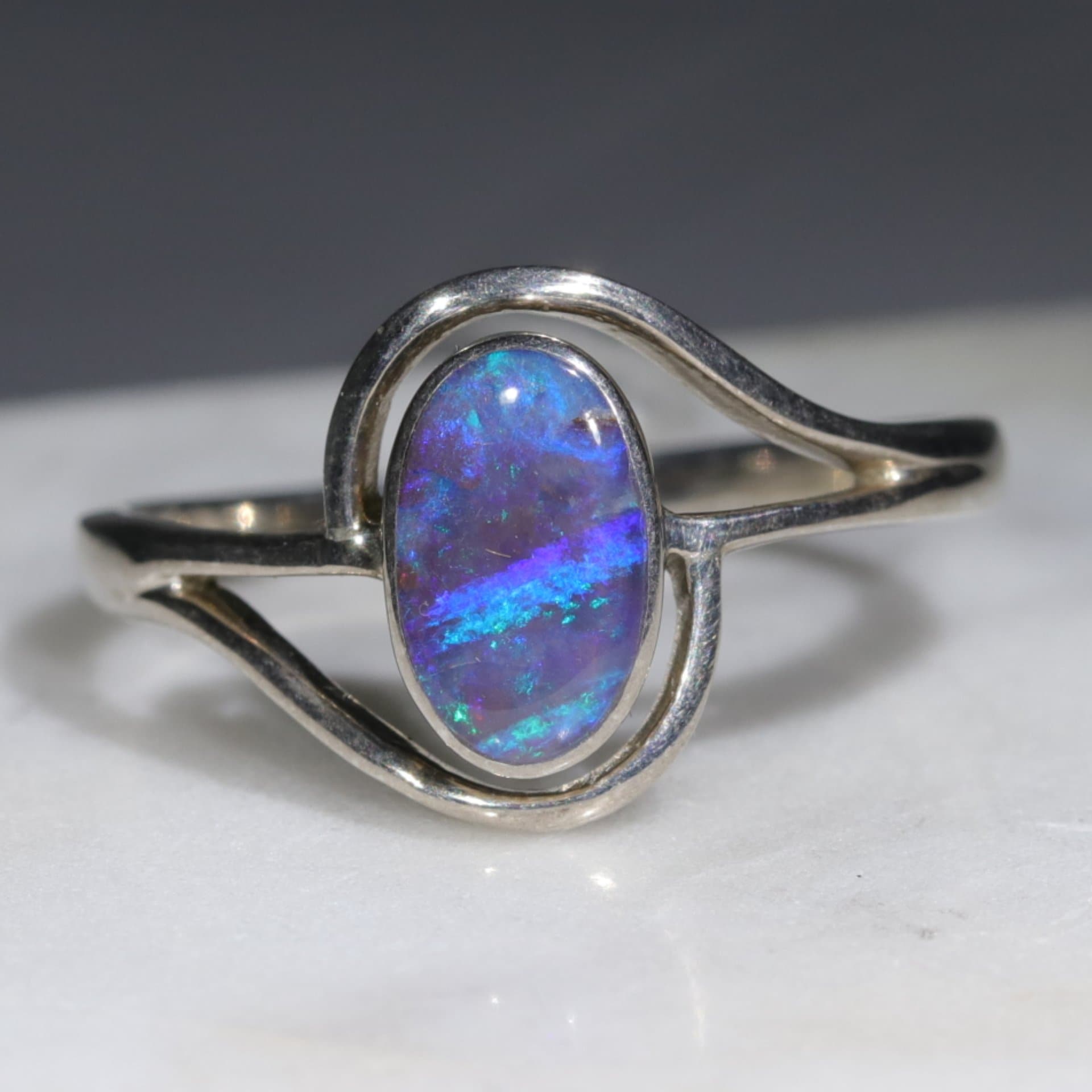 Opal Silver Ring Size 95 Australian Opal Shop 5110