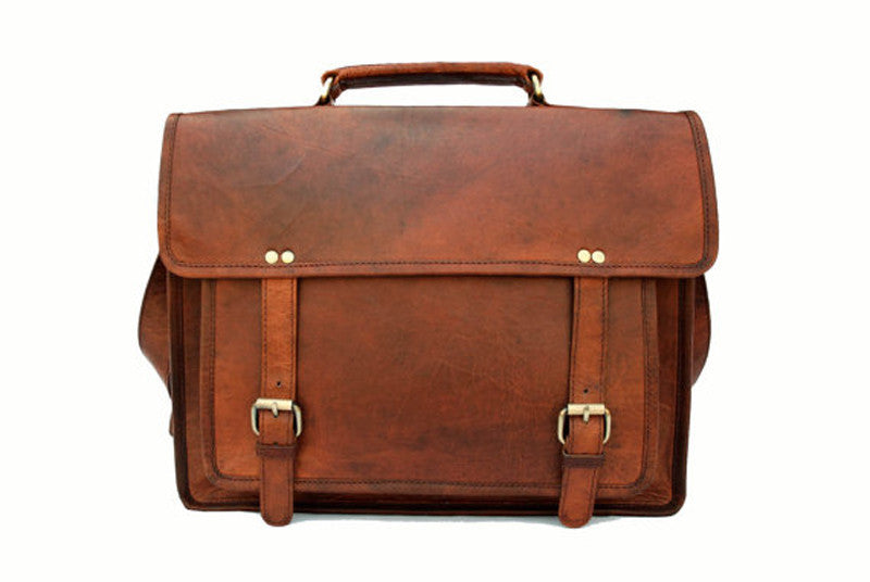 rustic leather briefcase