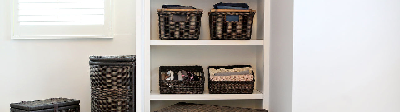 small wicker storage baskets for shelves