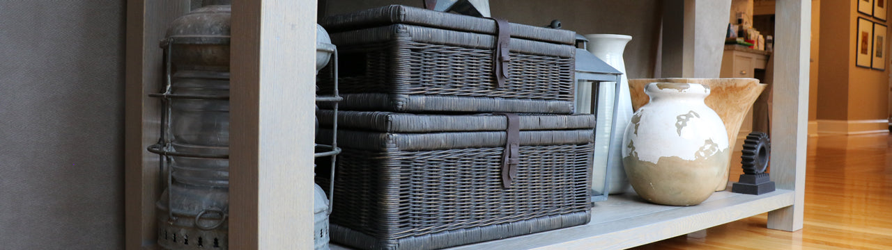 Covered & Lidded Wicker Storage Baskets