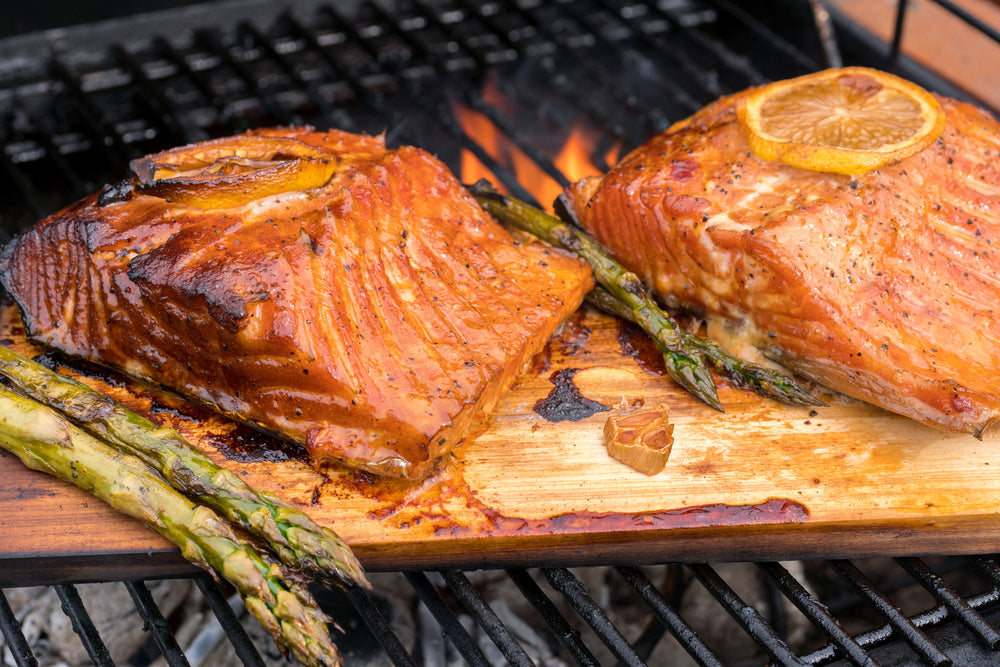 Image of Set of 6 Wood Grilling Planks - Large 11"x5", Western Red Cedar, Hickory & Red Oak