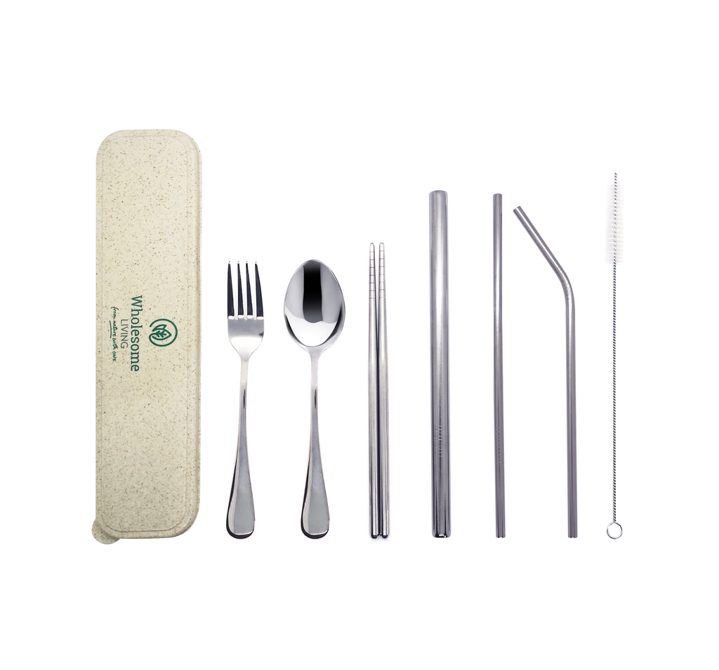 Travel Cutlery + Straw Set 7 in 1