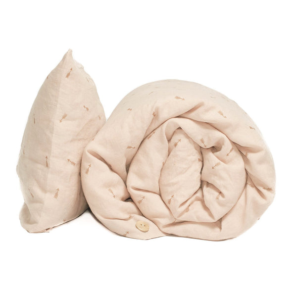 Housse de couette lin imprimé flèches rose poudré beige I ...