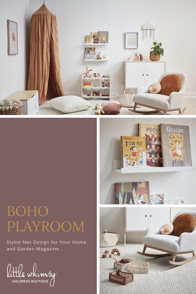 Boho playroom inspiration from little whimsy children's boutique