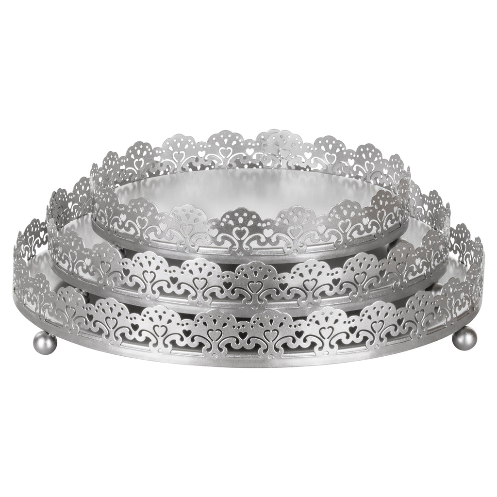 3 Piece Silver Decorative Tray Set Amalfi Decor