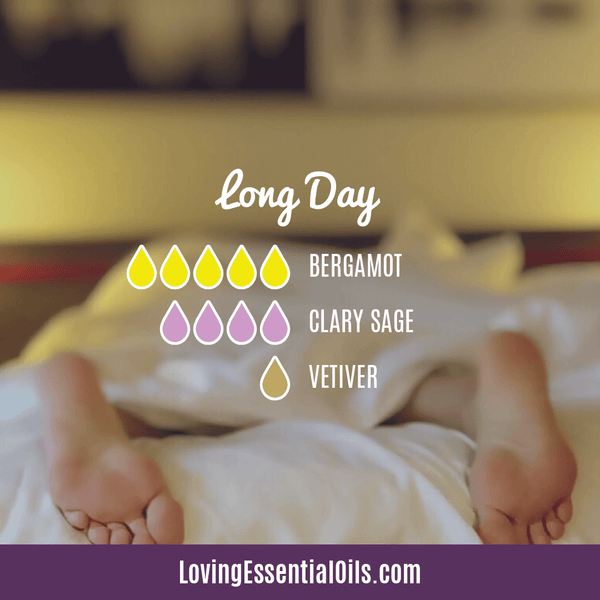 Bergamot Diffuser Benefits by Loving Essential Oils | Long Day wih bergamot, clary sage, and vetiver