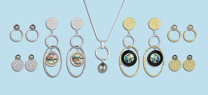 vlmjewelry.com | Atmosphaera Collection | Handmade Jewelry | Abalone Earrings | Tahitian Pearl Earrings
