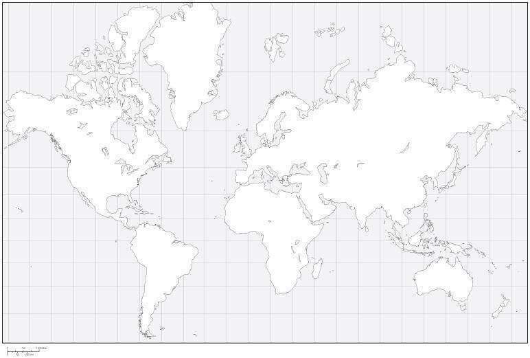 World Black & White Blank Outline Map - Europe Center – Map Resources