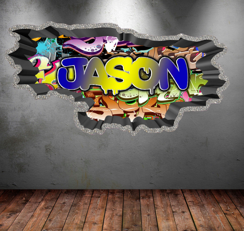 Full Colour Personalised Graffiti Wall Sticker WSD123 ...