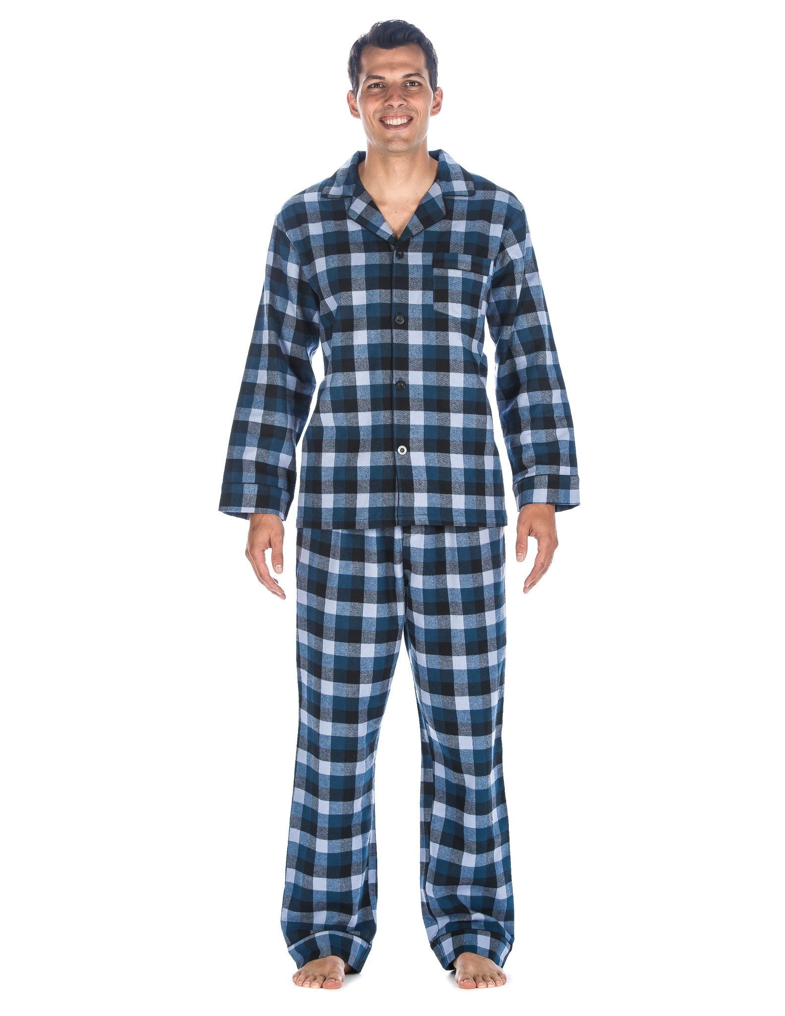 Men's Premium 100% Cotton Flannel Pajama Sleepwear Set (Relaxed Fit ...