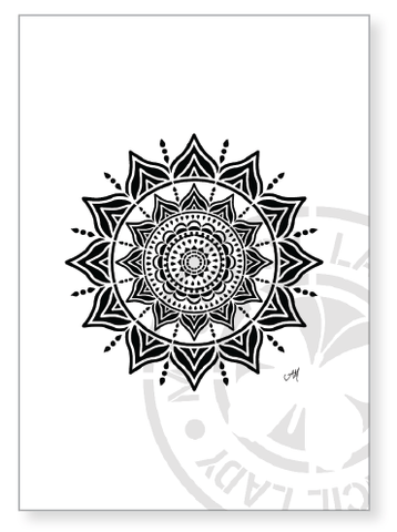 Mandala Timber Art Black and White on Turquoise **SOLD** – My Stencil Lady