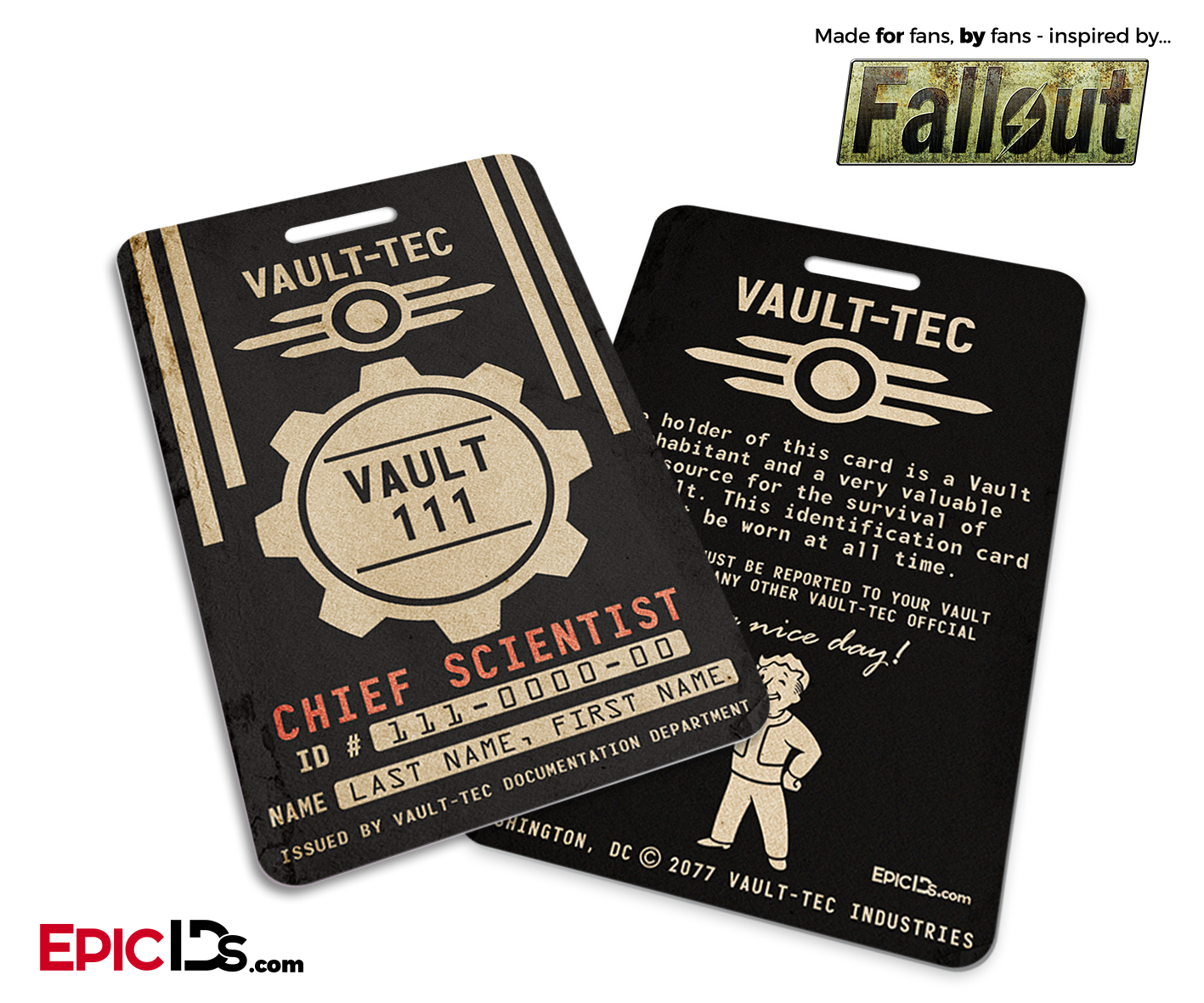 Chief Scientist Fallout Cosplay Vault ID Badge