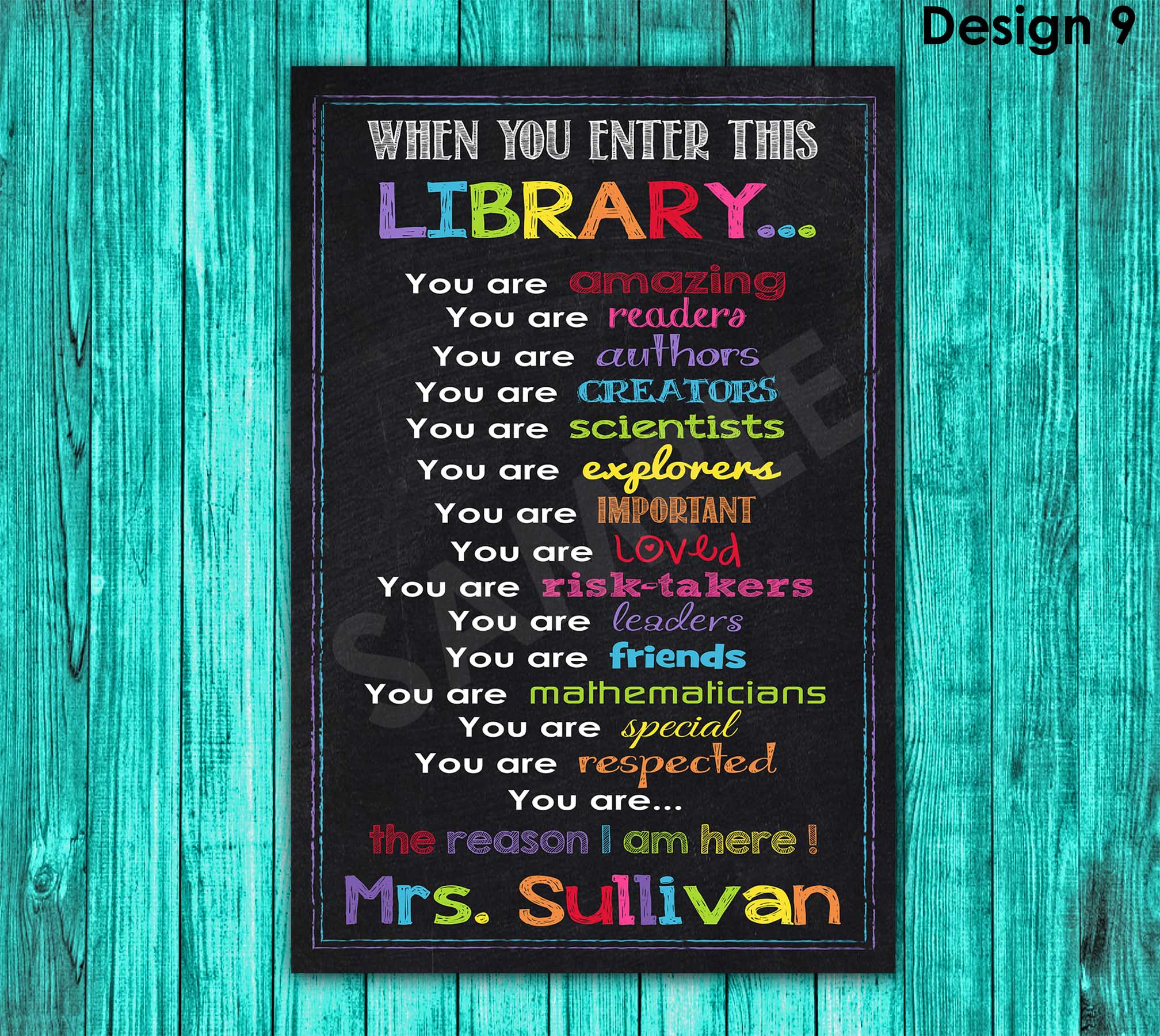 library-sign-library-decor-librarian-gift-library-rules-library-ar