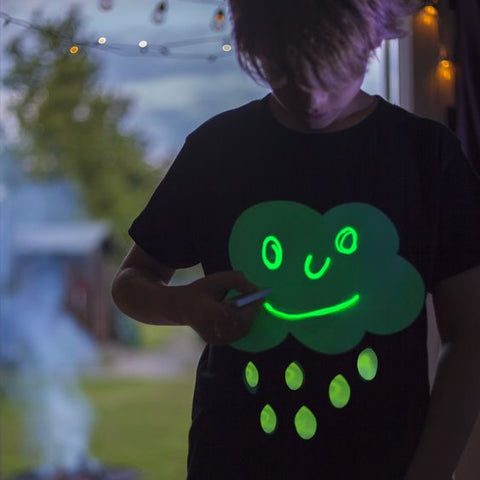 Kids navy cloud glow in the dark t-shirt by Little Mashers
