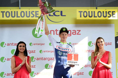 Photo credits: A.S.O./Alex BROADWAY Aimé De Gendt Team Wanty-Gobert stage 11 podium Tour de France 2019