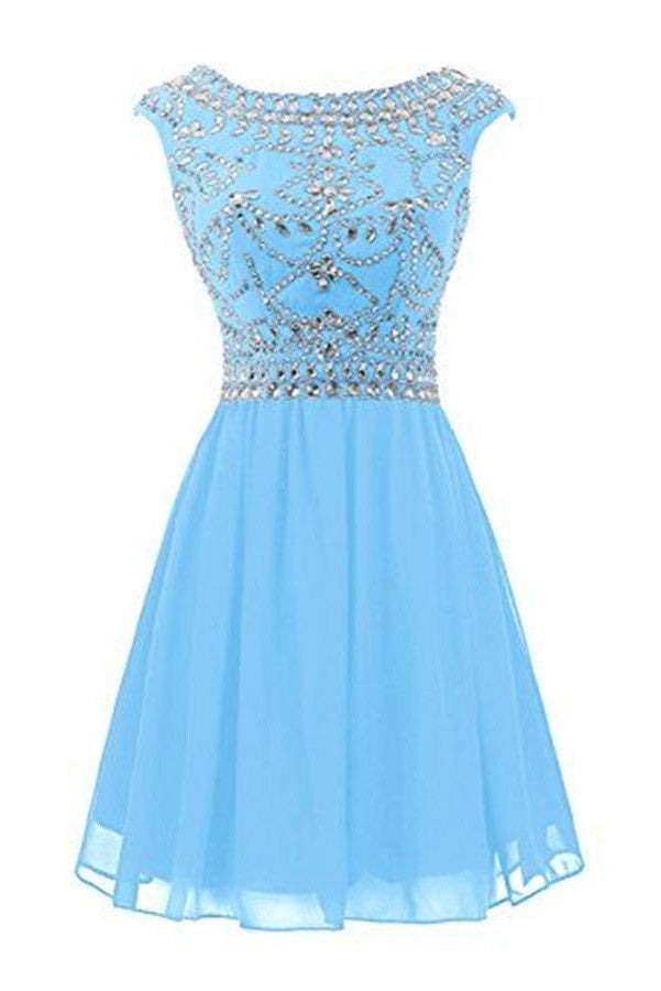 Ice Blue Short Chiffon Homecoming Cocktail Dresses – Okdresses