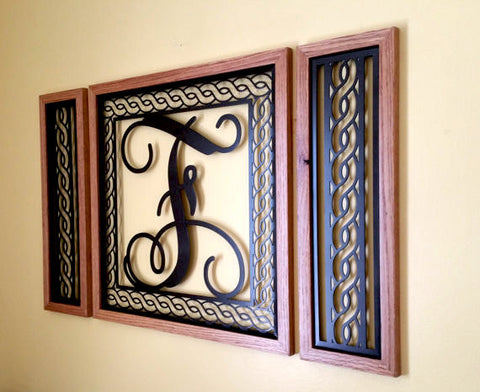 Large 32&quot; to 48&quot; Wrought Iron Inspired Wall Art with Monogram Initial – Sam&#39;s Metal Works