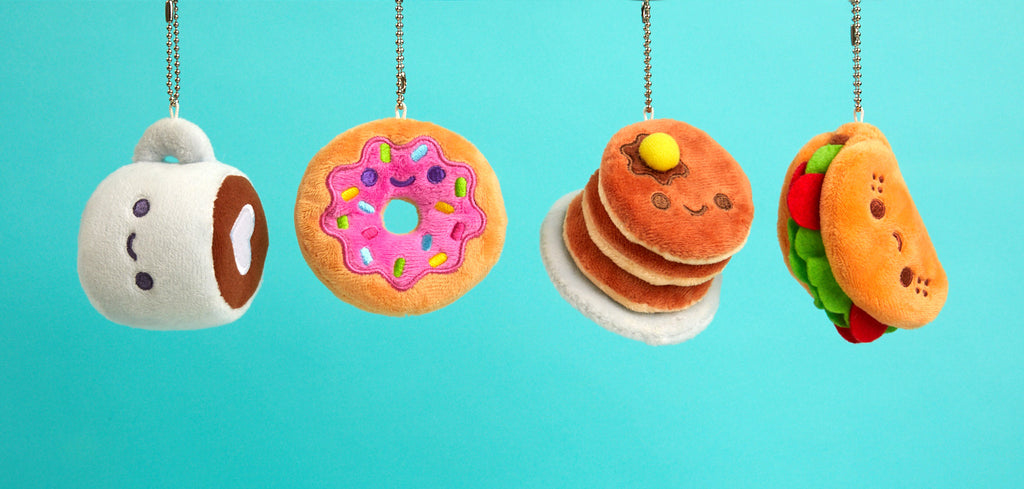 kawaii food party charms line: Coffee, Donut, Pancakes, and Taco