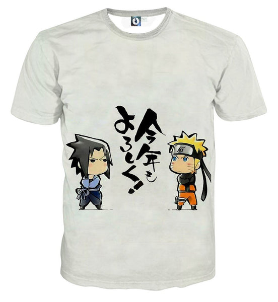 Naruto And Sasuke Japanese Anime Chibi Style Cute T-Shirt
