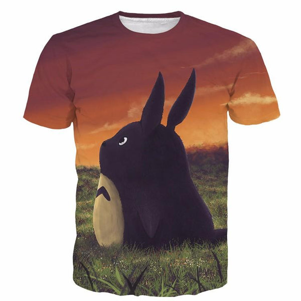 Fantasy Anime My Neighbor Totoro Sunset Grass Cute 3D T-Shirt