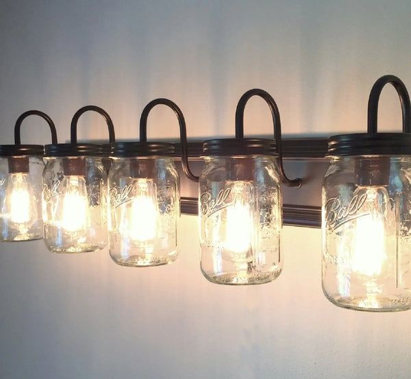 Mason Jar VANITY 5-Light Wide Mouth Quart - The Lamp Goods