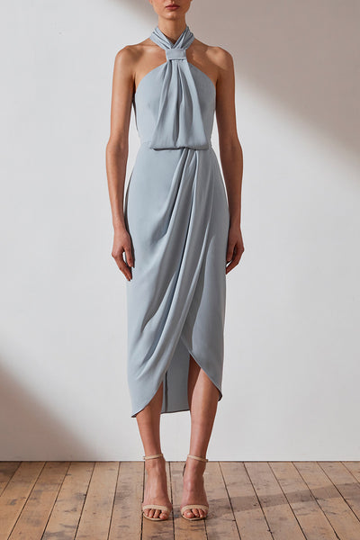 Core Knot Draped Dress  Powder  Blue  Cocktail Dresses  