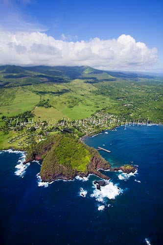 Aerial of Hana Maui Resort, Hana, and Hana Bay, Maui Hawaii ...