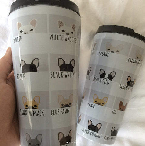 We produced re-usable Frenchiestore travel mugs that will outlast us.