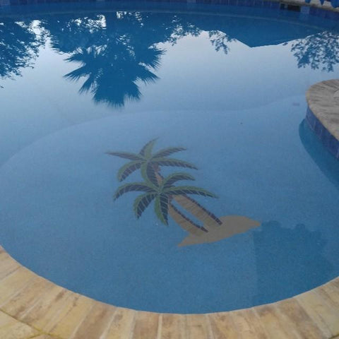palm tree pool mosaics