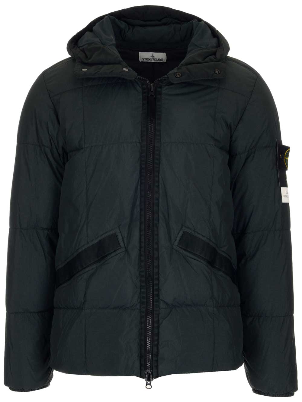 Stone Island Crinkle Reps Hooded Puffer Jacket In Green Modesens