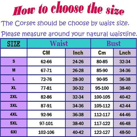 Corset Size Chart 1