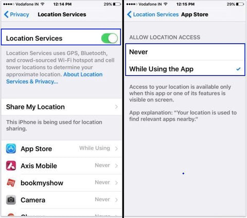 iPhone location services