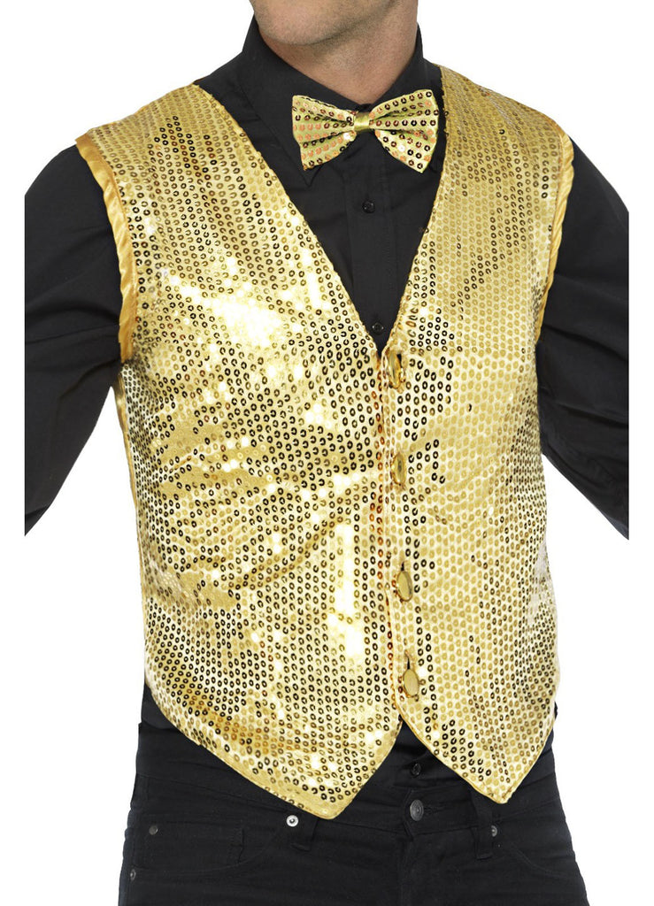 Gold Sequin Waistcoat — Party Britain