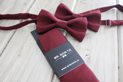 burgundy bow ties and neck ties