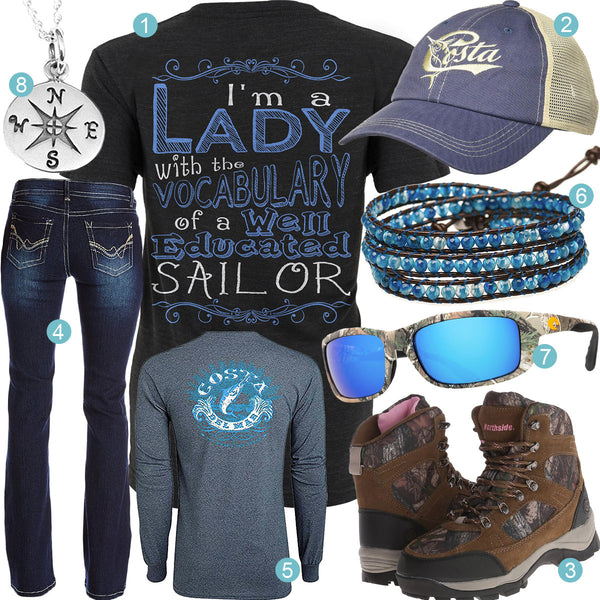 Educated Sailor Costa Del Mar Trucker Hat Outfit – Real Country Ladies