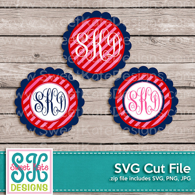 Download Flower Circle Monogram Stripe SVG - Sweet Kate Designs