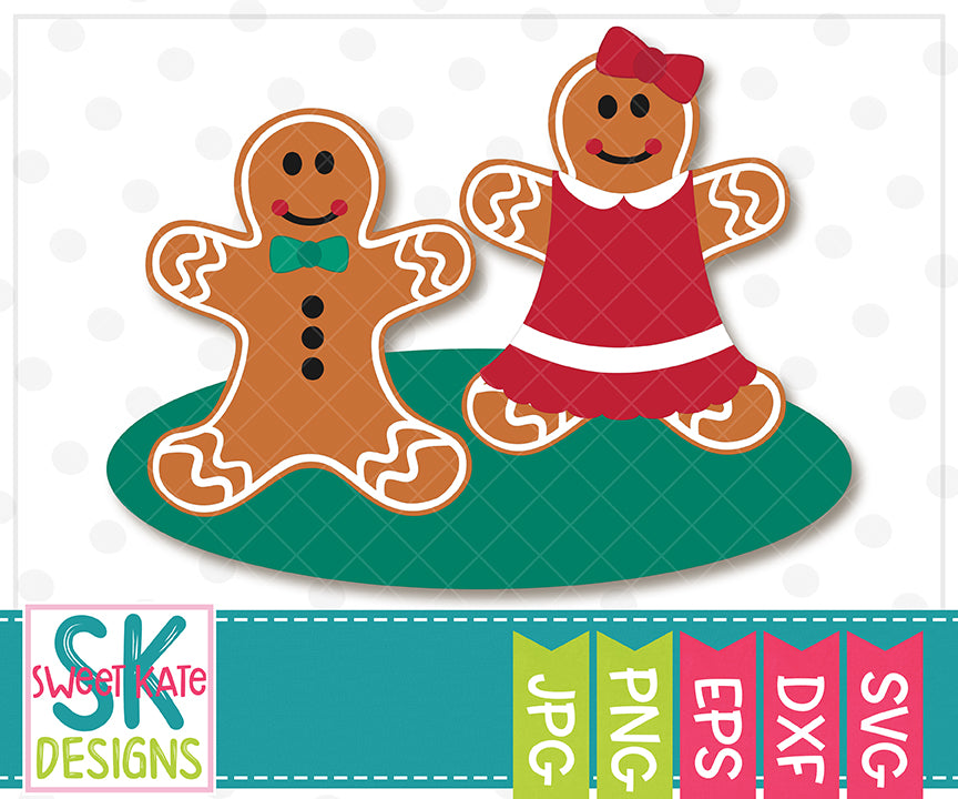 Download Gingerbread Couple SVG DXF EPS PNG JPG - Sweet Kate Designs