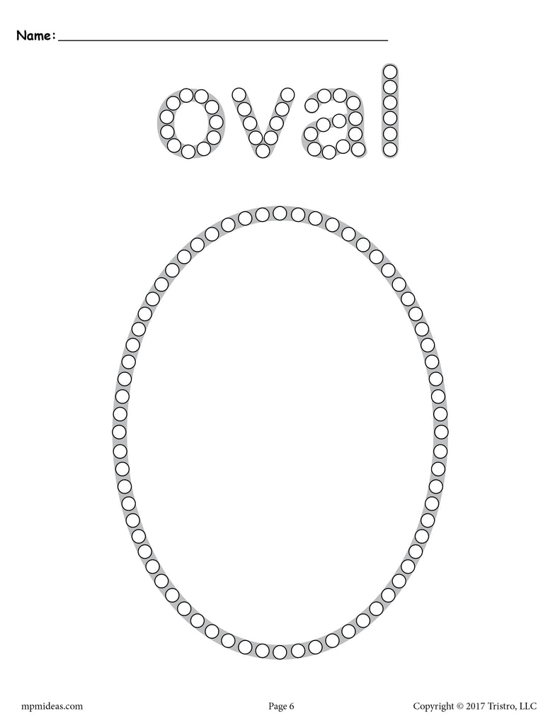 FREE Oval QTip Painting Printable Oval Worksheet & Coloring Page