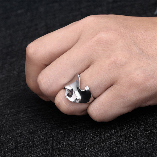 Gothic vintage wave geometric punk Gold silver men ring biker viking stainless steel jewelry ring 01