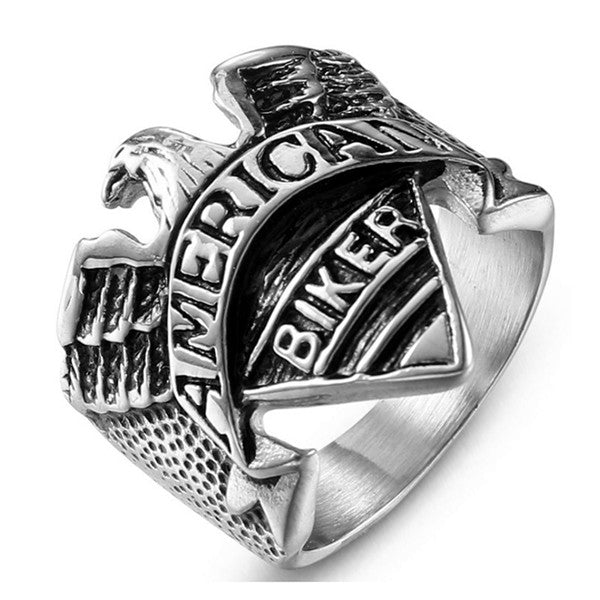 Viking Stainless Steel ring men Animal Jewelry American hip-hop rock Jewelry Punk Biker Eagle Ring