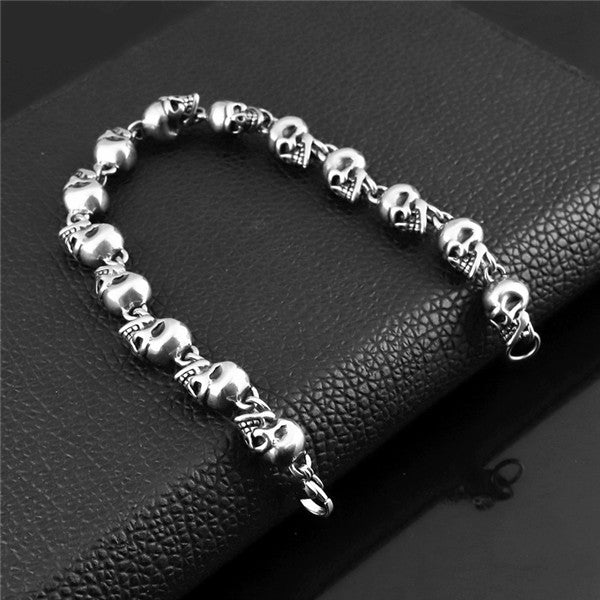 Viking stainless steel chain gothic skull bracelet punk wristband biker jewelry bangle bracelets 01