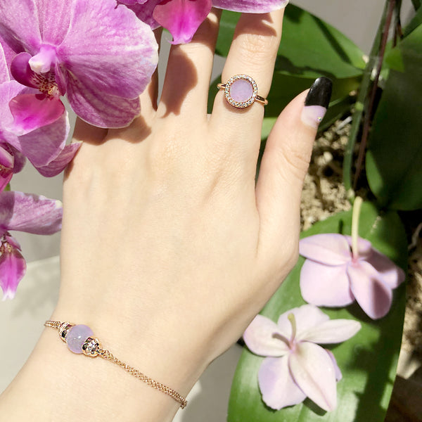 Jadeite Atelier : Lavender Jade Ring and Bracelet
