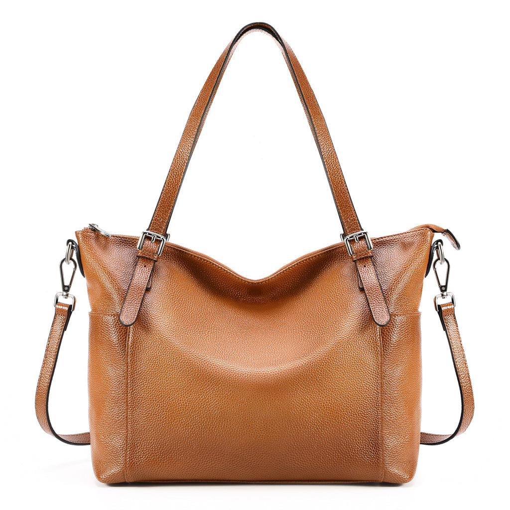 Kattee Vintage Cowhide Leather Adjustable Strap Tote Shoulder Bag for ...