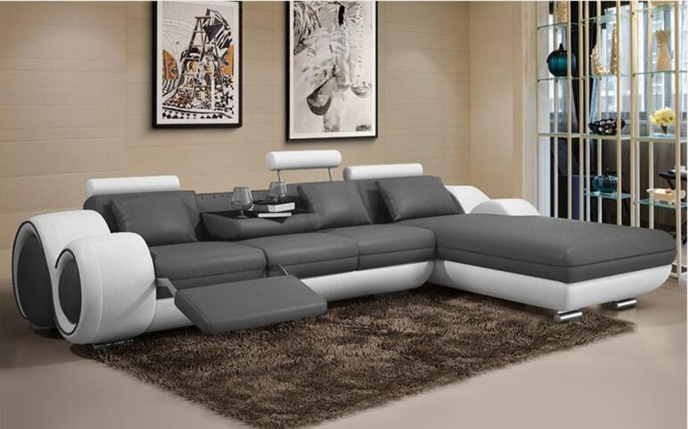 Minimalist Luxury Modern Genuine Leather Sofa L Shape Sofa 