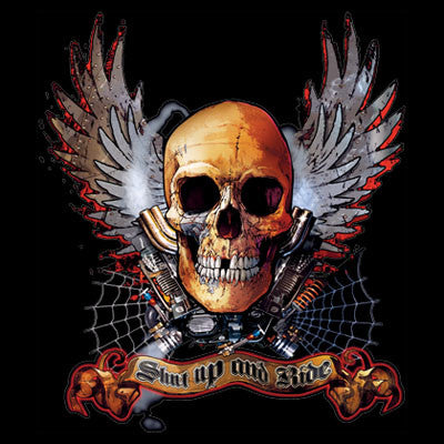 Winged Skull- Shut Up And Ride T Shirt | BoardwalkTees.com