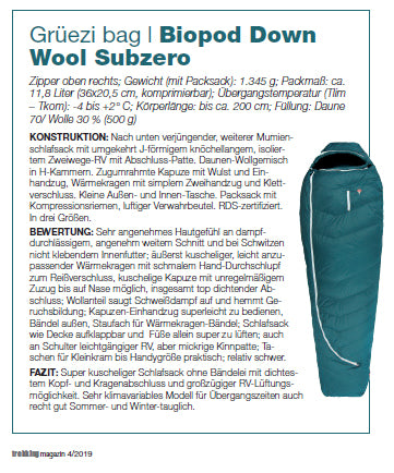 trekking Magazin-Ausgabe Nr04-Mai 2019-Biopod DownWool Subzero 185