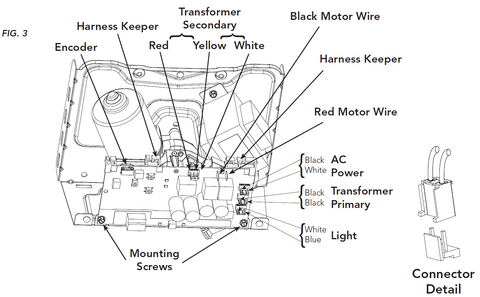 Instructions for replacing the 38645R.S light socket on a Genie model garage door opener